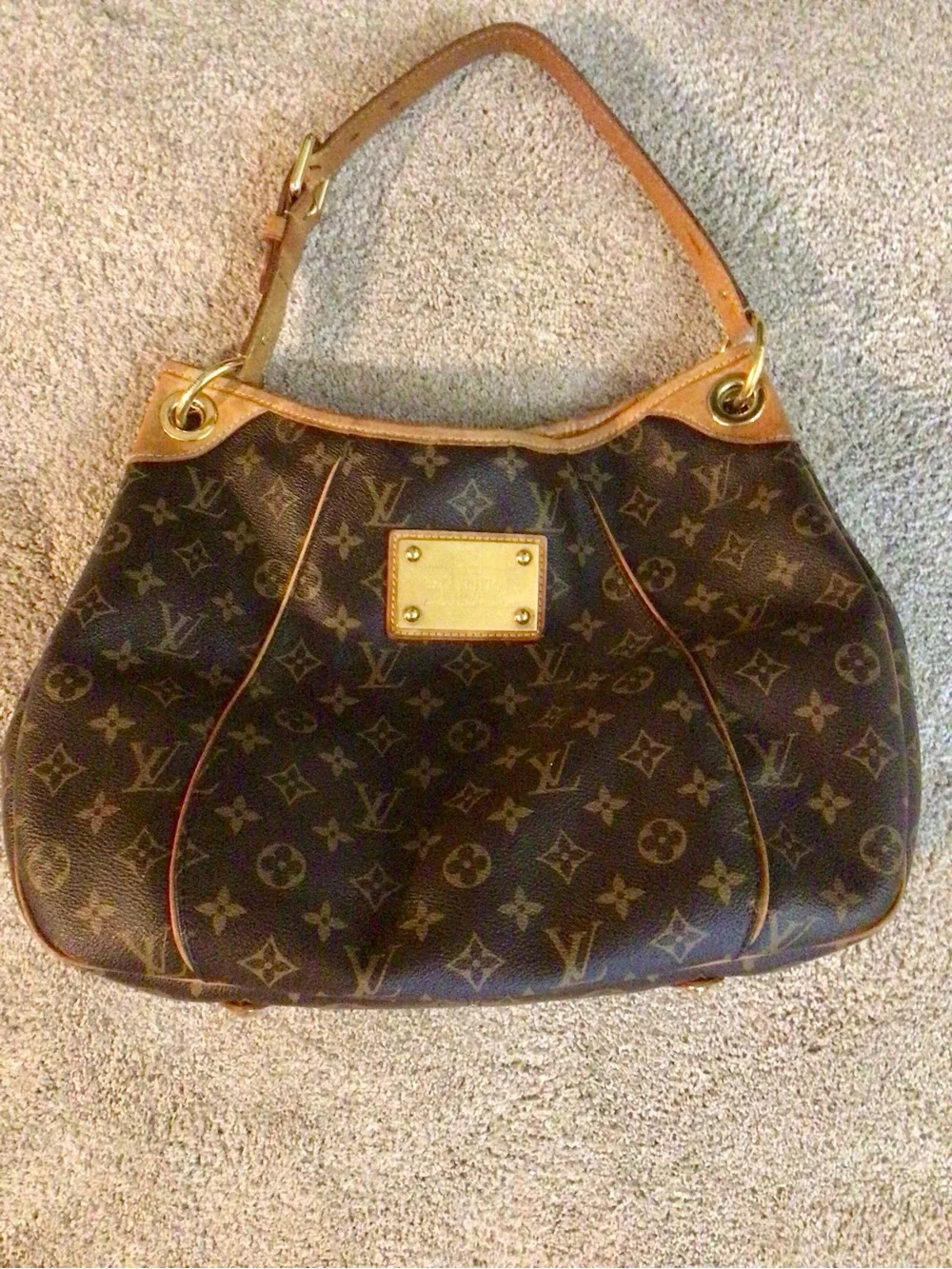 Louis Vuitton Galliera Monogram Canvas Shoulder Bag with Gold Plate Accent